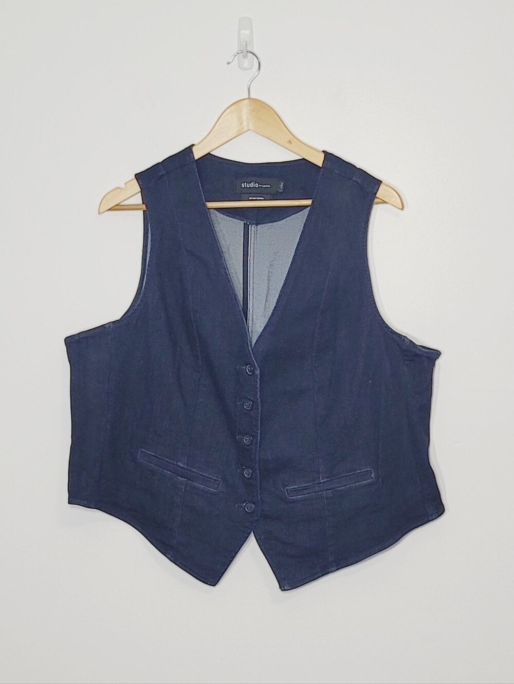 Studio By Torrid Dark Blue Jean Vest Cotton Blend Sleeveless Plus Size 1 Denim